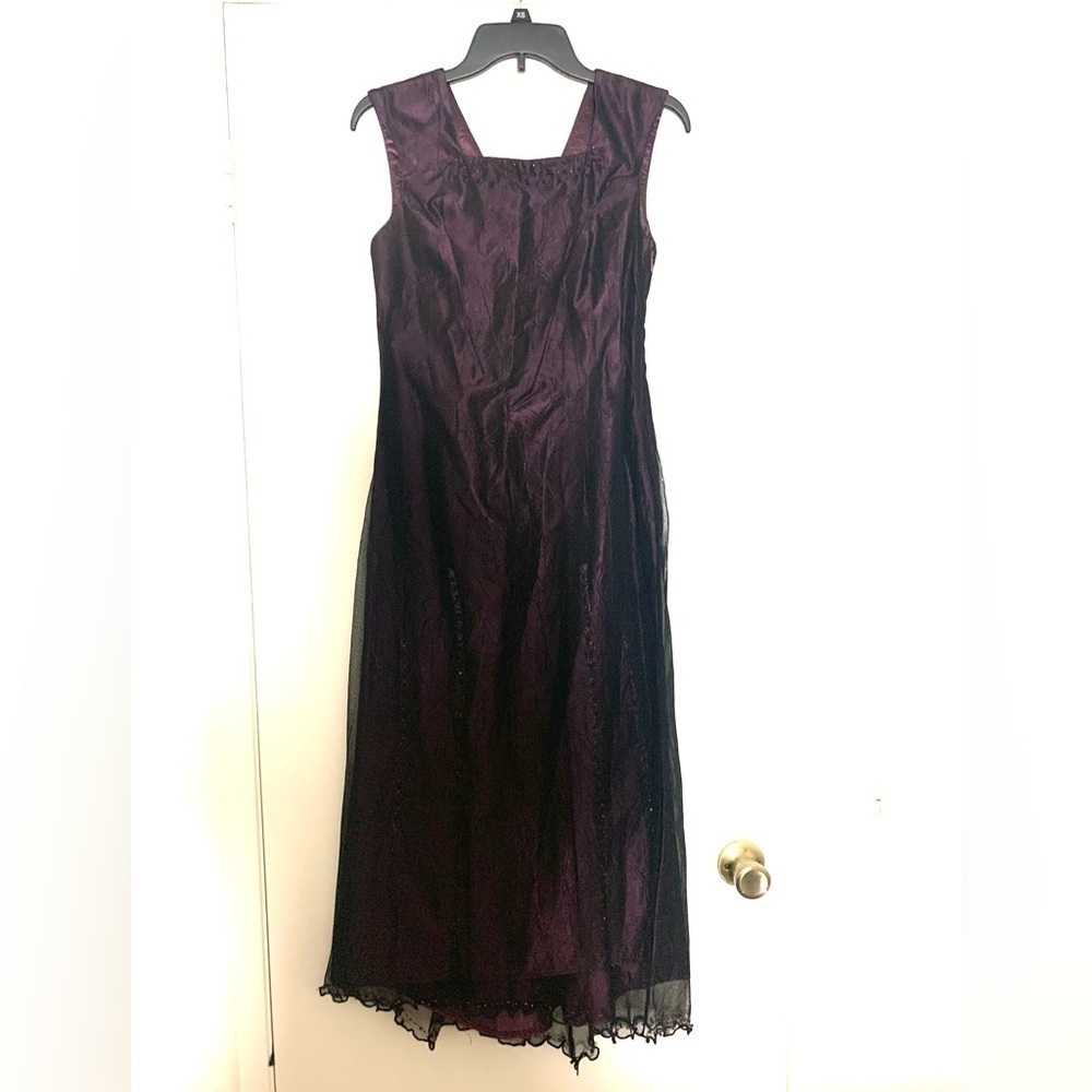Vintage Rabbit Rabbit Rabbit Cocktail Taffeta Embellished Maxi Dress Purple 8 - Picture 3 of 16
